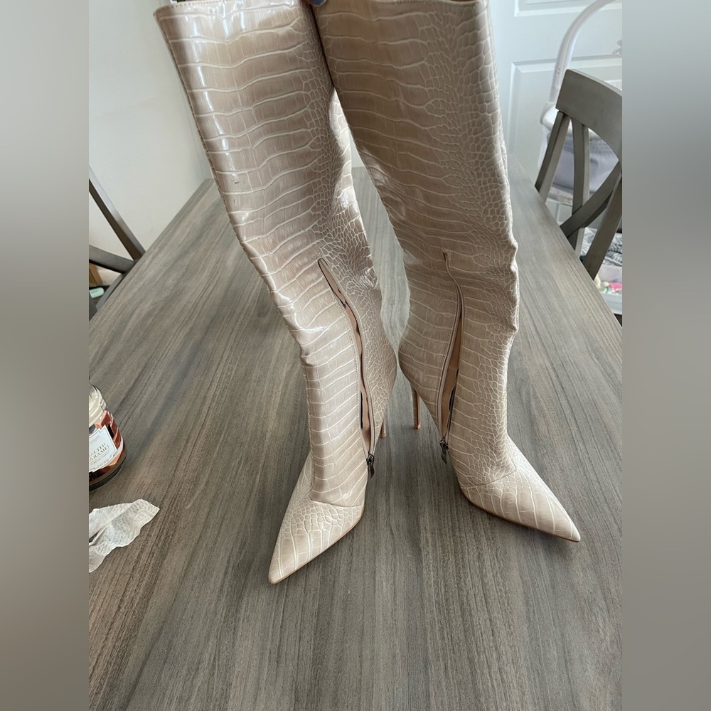 Tan snakeskin boots boohoo